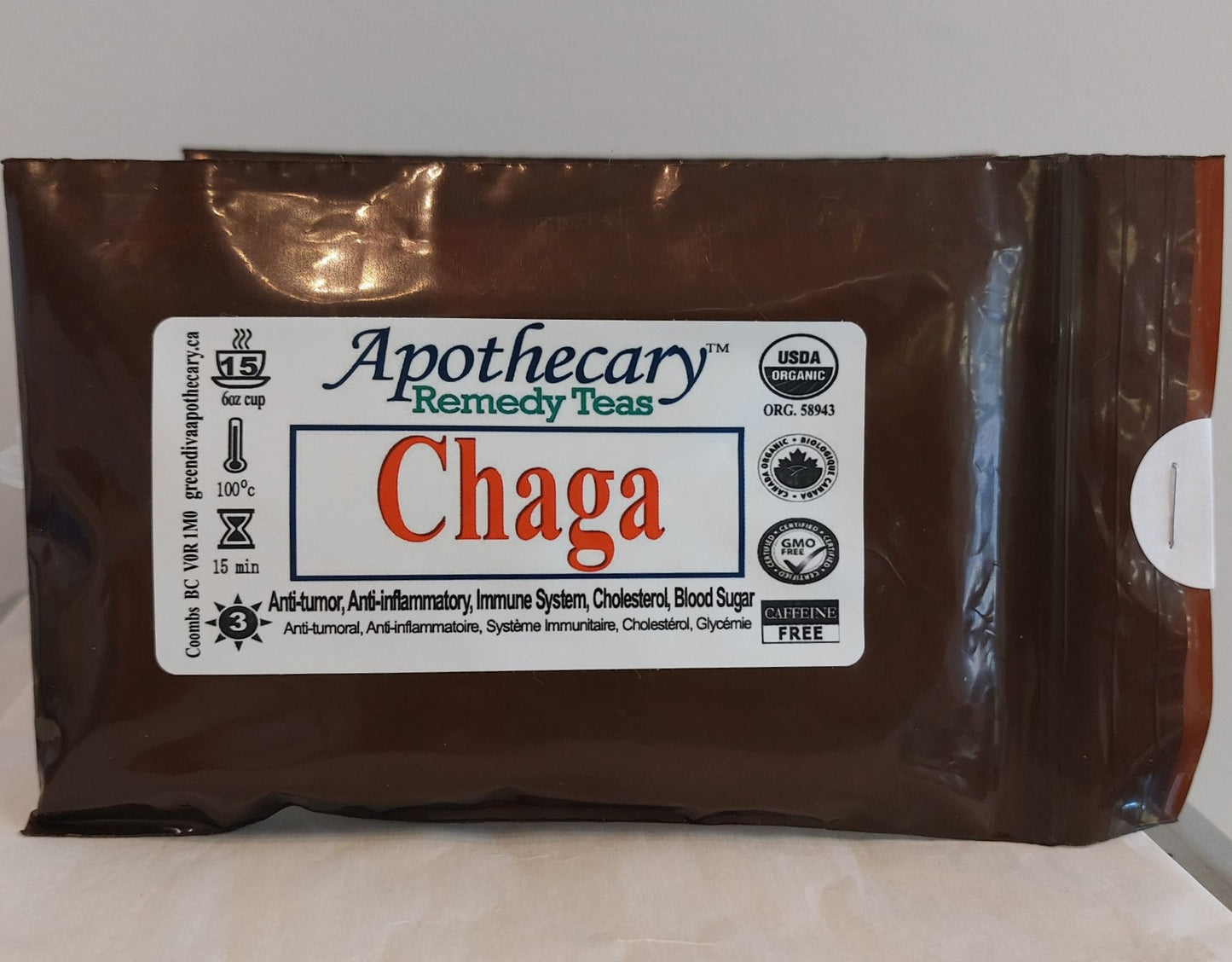 Organic Remedy Tea-Chaga mushroom (15 Bags)