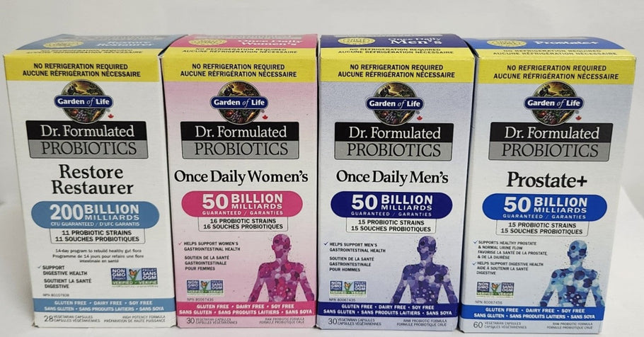 BACK IN STOCK (in store): Dr. Formulated, Garden of Life Probiotics: Women’s, Men’s, Prostrate and Restore