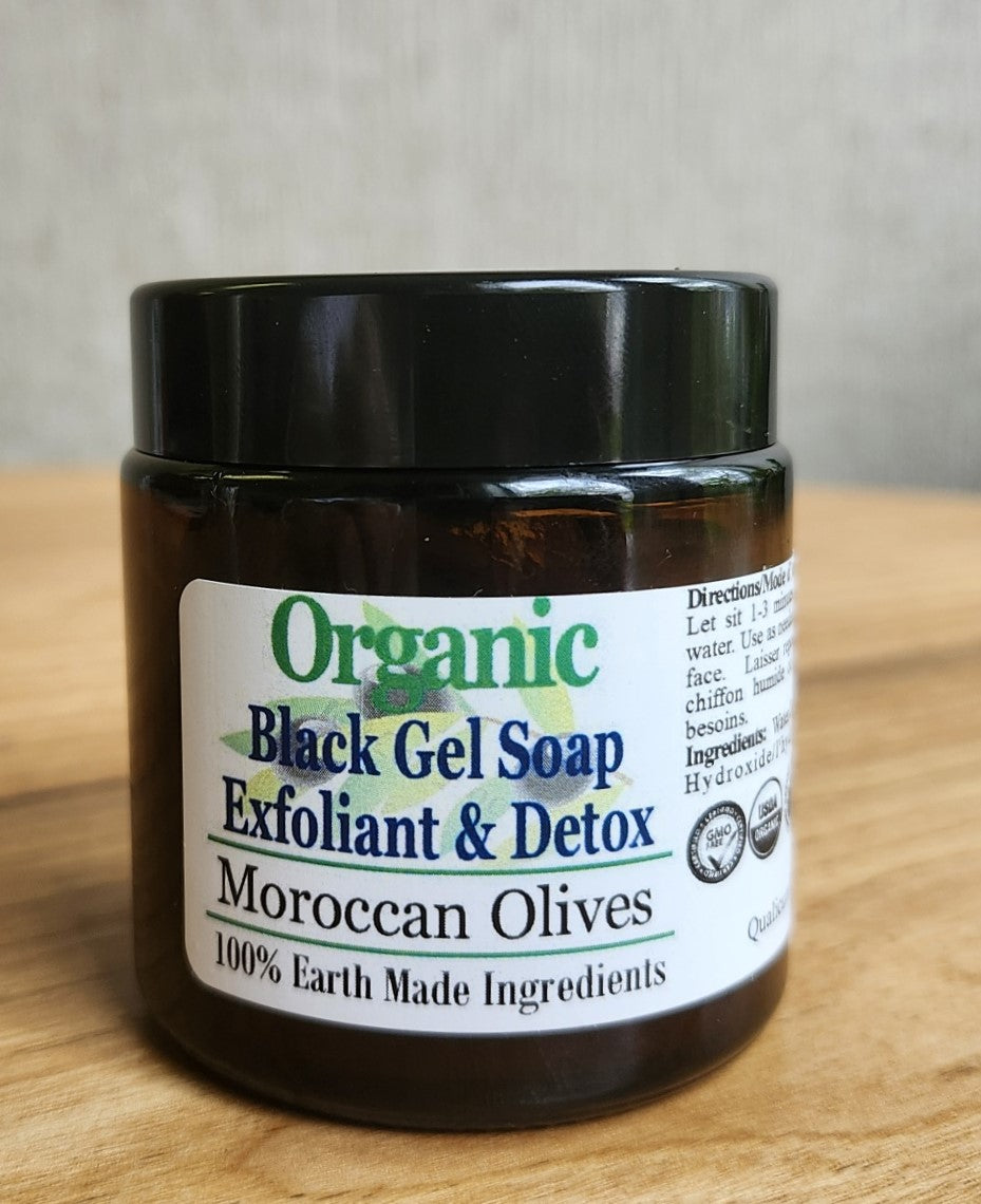 Organic Face Gel Soap-Moroccan Black Soap & Exfoliant Cleanser  120ml