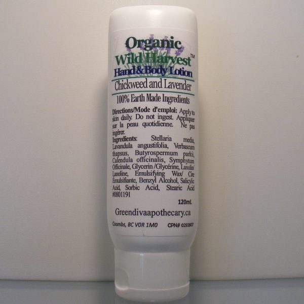 Organic Hand & Body Cream-Chickweed and Lavender 120mL
