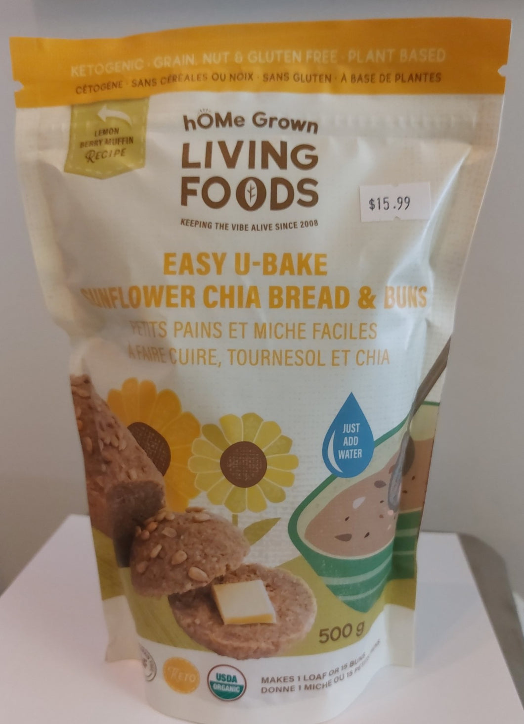Ketopia Foods: Organic Home Grown Sunflower Bread, UBake (500g)